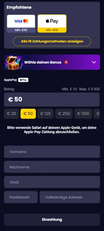 Making a deposit in USD at an online casino cashier to play Lucky Penny 2