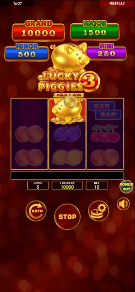 LUCKY PIGGY activated in Lucky Piggies 3 – extra PIGGY and COIN symbols on the reels