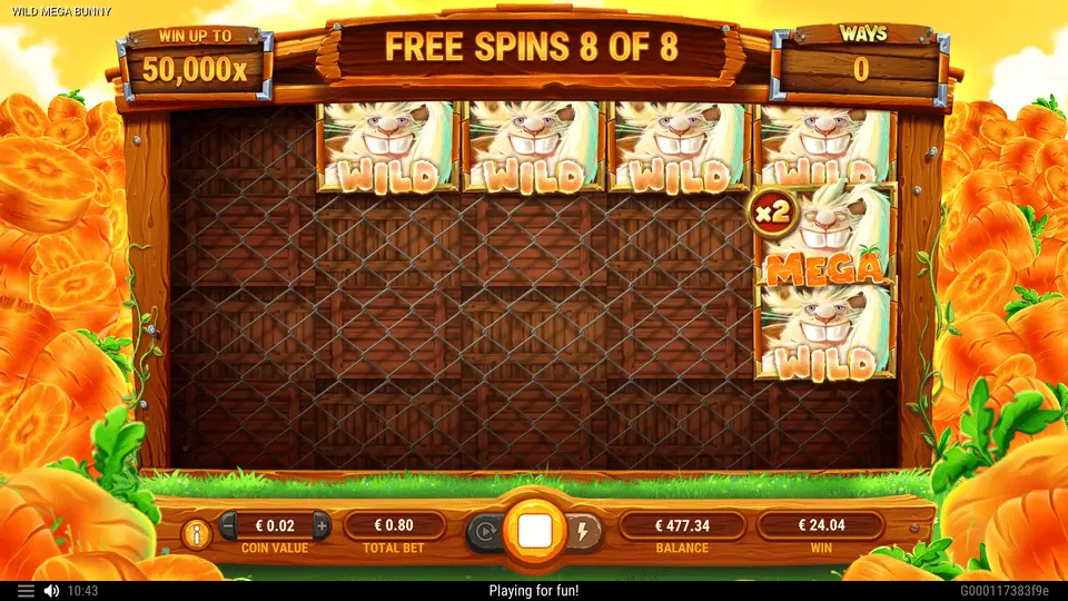 Mega Bunny free spins round with guaranteed Mega Bunny Wild visible