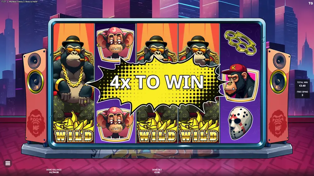 Expanding Wild covering full reel in Meet the Bosses bonus round with global multiplier shown
