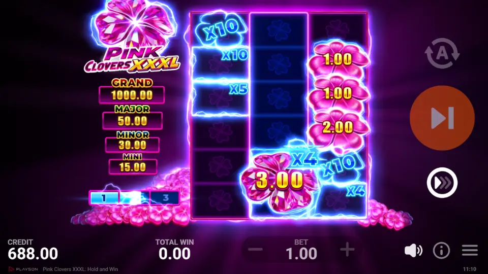 Pink Clovers XXXL Pile of Clovers Feature triggering Bonus Game