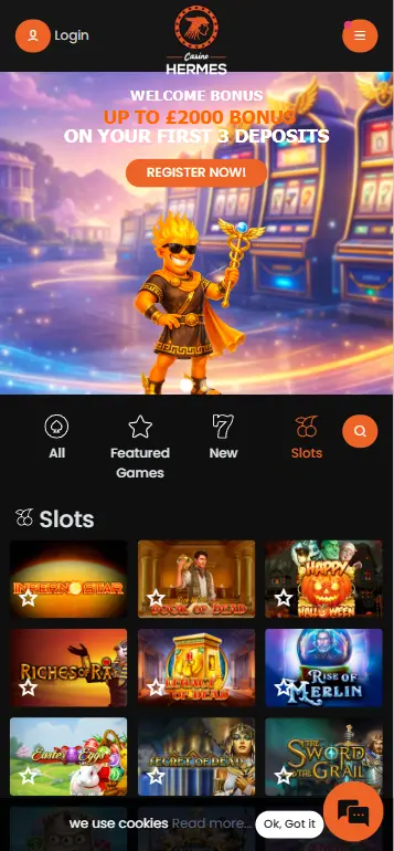 CA online casino homepage featuring Pray for Three slot