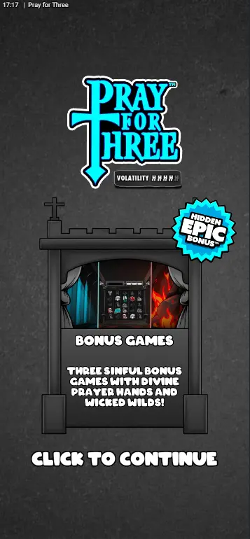 Play Pray for Three active gameplay showing Wheel of Sin mechanism
