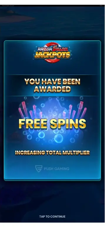 Free Games Aktivierung mit Scatter-Symbolen – Razor Shark Jackpots Push Gaming