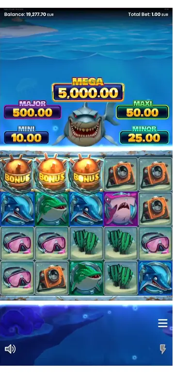 Auszahlungstabelle mit allen Hai-Symbolen – Razor Shark Jackpots Push Gaming