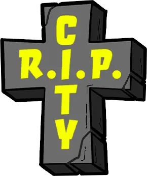 RIP City slot logo featuring cartoon noir cat-vs-mouse theme