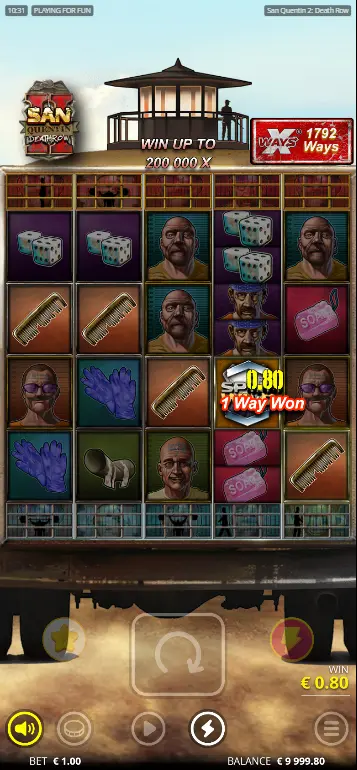 San Quentin 2 Enhancer Cells unlocking showing Razor Split and xWays on multiple reels