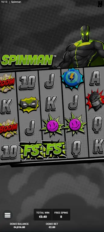 Spinman game Booster Wheel spinning with multiplier values visible on segments