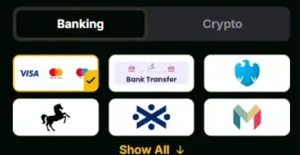 The dog house nongamstop payment options showing crypto and card deposits
