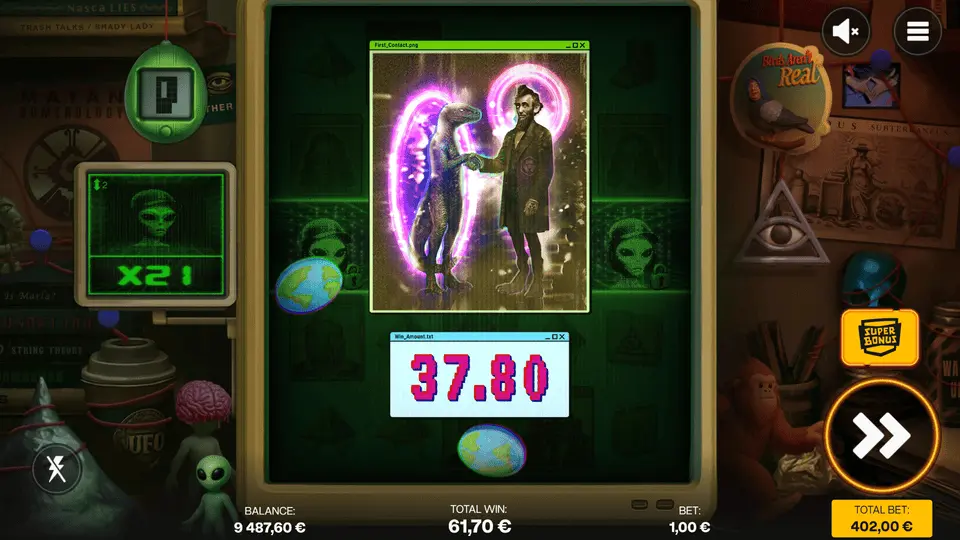 Super Bonus showing high multiplier and premium character symbols locked