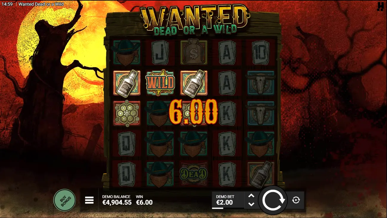 Wanted Dead or a Wild slot wild symbol gun revolver icon