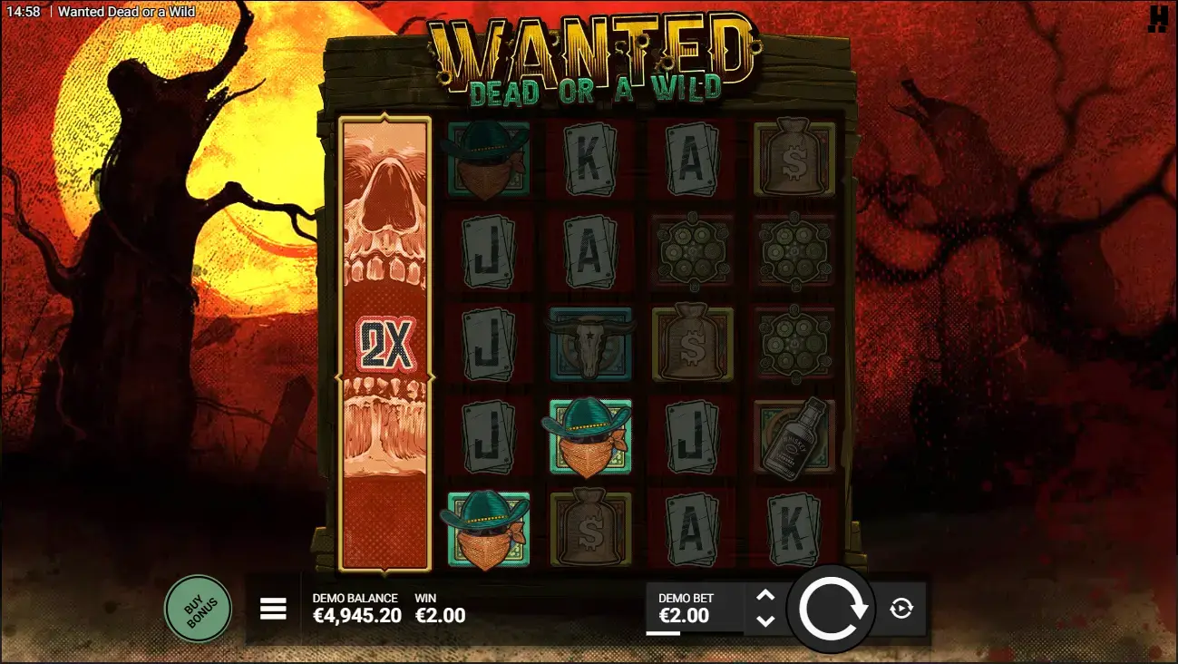Wanted Dead or a Wild VS duel multiplier standoff showing two outlaws mid-battle