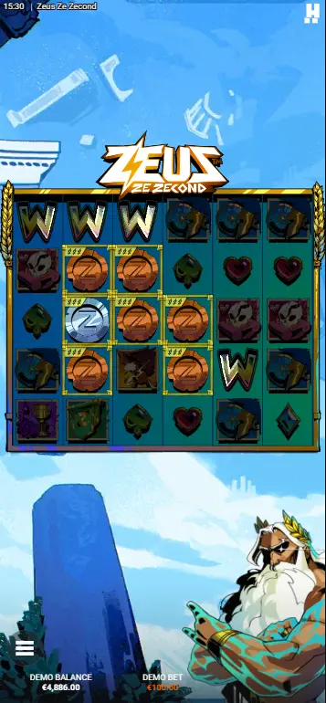 Play Zeus Ze Zecond Wonder Reel spinning to reveal Coins and collectors